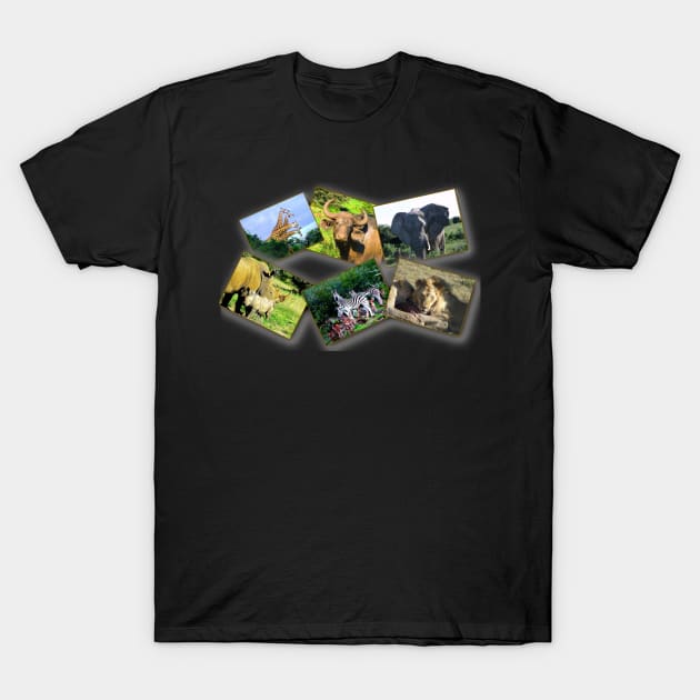 African Wildlife Photo Collage T-Shirt by PathblazerStudios